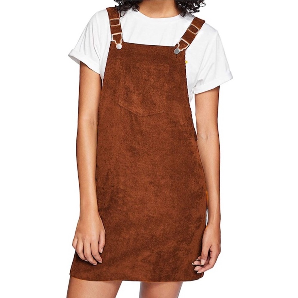 Tanming Women's Corduroy Overall Mini Dress